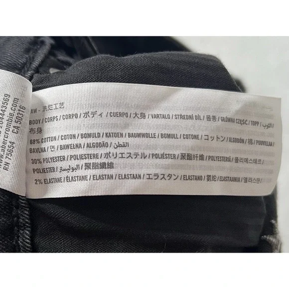 Abercrombie & Fitch Star Embroidered High Rise Ankle Black Jean Denim Size 25 0R - Picture 7 of 7